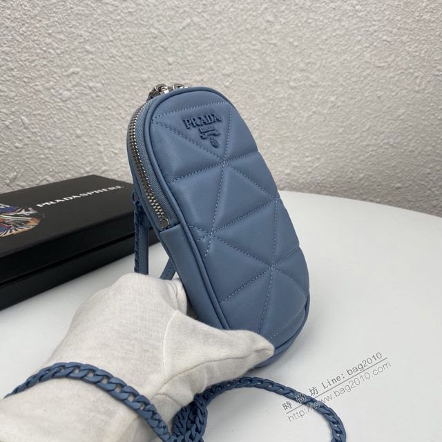 prada女包 普拉達專櫃新款斜挎包 1DH030 Prada淺藍色手機包  pyd2221